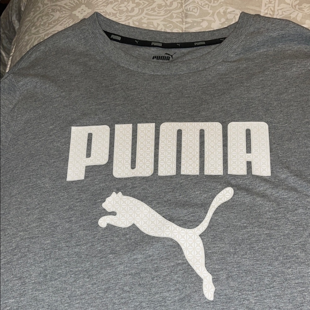 Puma Heather Gray Tee with White Logo